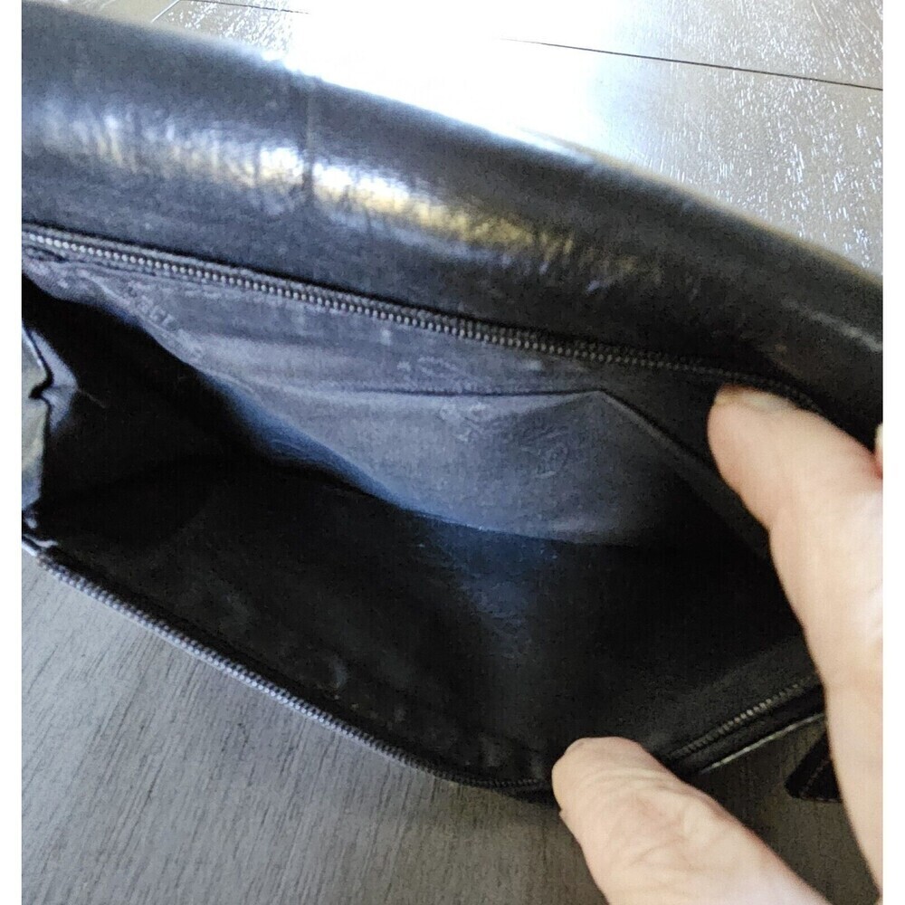FOSSIL Tri Fold Wallet Black Leather Coin Pouch License Window Snap Closure - Picture 4 of 7